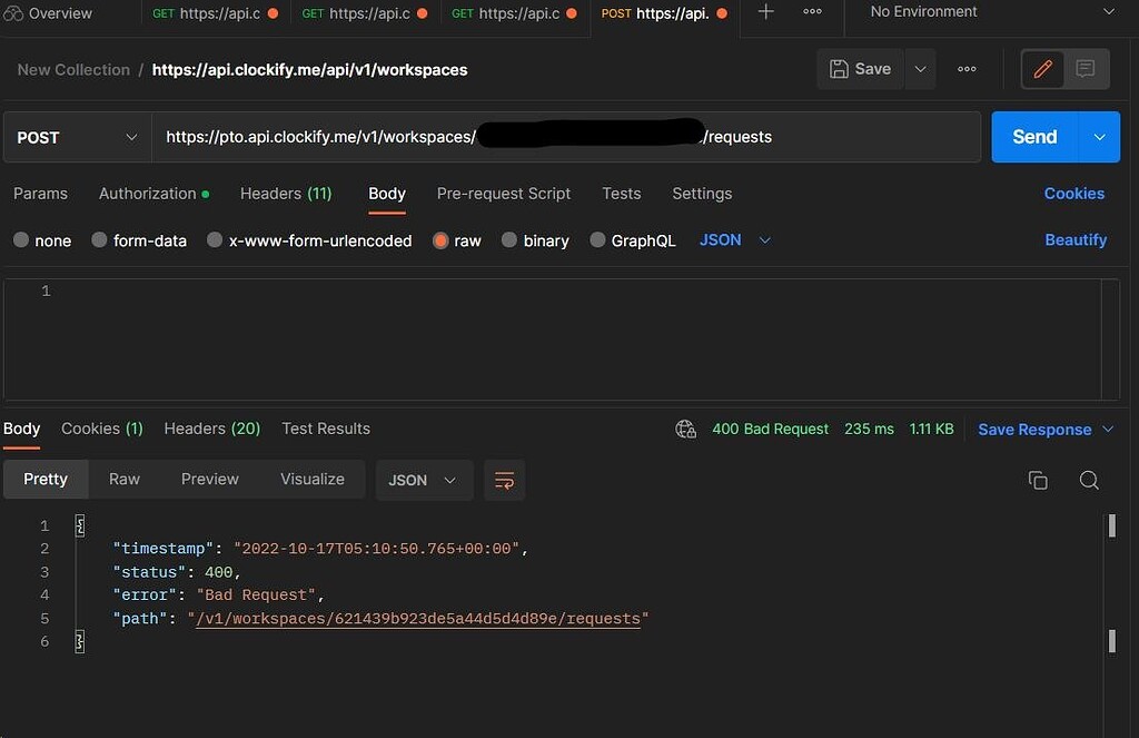 Time Off EndPoint Developers API Clockify Forum
