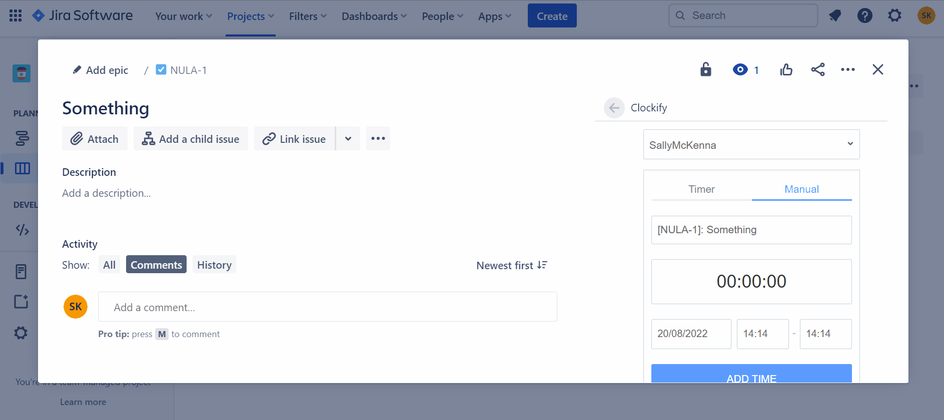 changing project in Jira integration